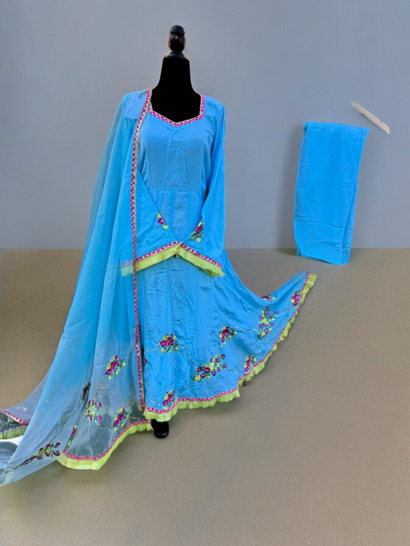 Light blue frock with stright salwar